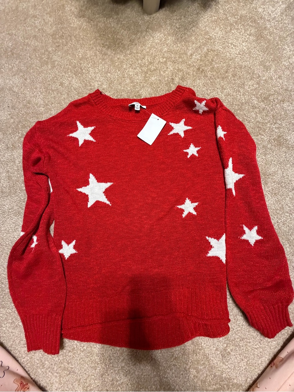 Red Star-Print Crewneck Sweater